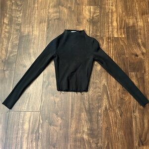 Princess Polly‎ Black Fitted Crop Top with Mandarin Collar